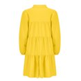 thumbnail image 6 of SMihono Fashion Women's 2025 Spring Cute Babydoll Ruffle Hem Puff Sleeve Dress Loose Plus Size Shirt Dresses Buttons Lapel Pleated Dress Yellow 6, 6 of 6