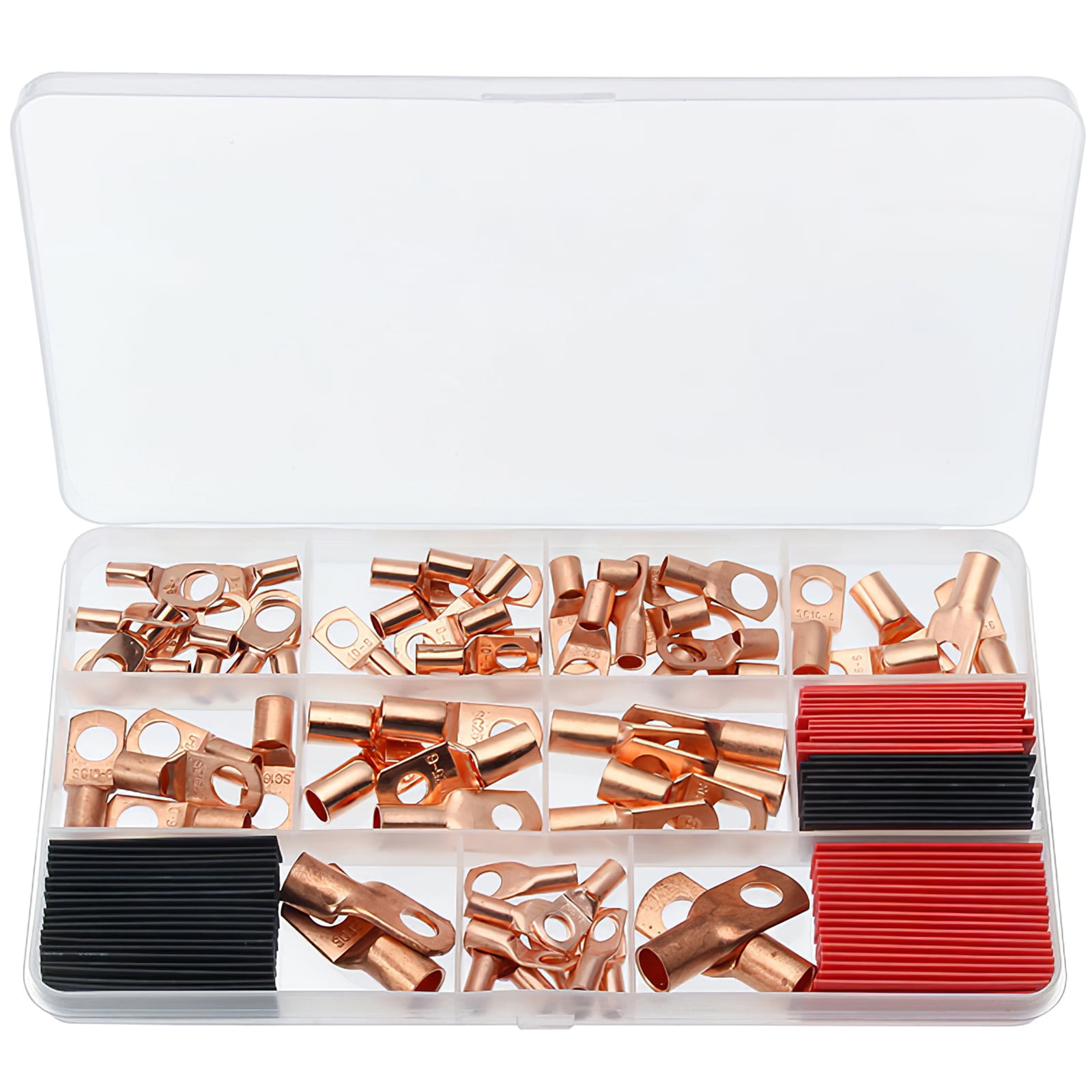 60 120PCS Auto Copper Ring Lugs Terminals Wire Bare Cable Crimp Connectors Kit
