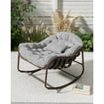thumbnail image 2 of Outdoor Papasan Rocking Chair, Oversized Wicker Lounge Chair with Cushion and Metal Frame, Patio Rattan Egg Rocker for Balcony Backyard Porch Bedroom, Grey, 2 of 7