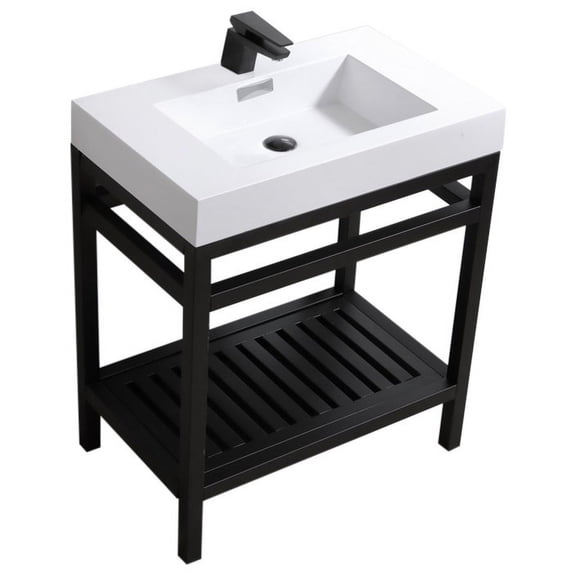 Cisco Stainless Steel Console With Acrylic Sink, Matte Black, 30"