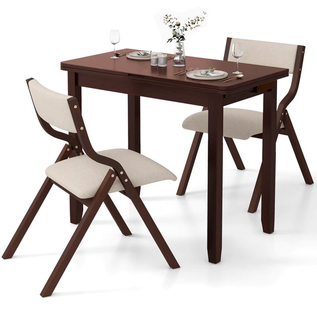 Costway Kitchen Table Set for 2 Expandable Dining Table with 4 Upholstered Folding Chairs
