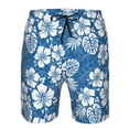 thumbnail image 3 of Honeii's Leaves And Flowers Print Men's Casual Shorts with Drawstring，Swim Trunks Quick Dry Beach Shorts, 3 of 5