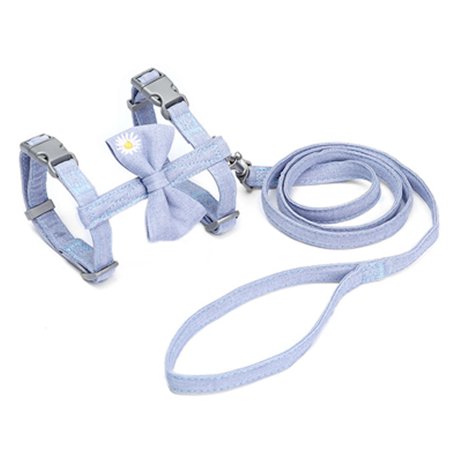 Bowknot Kitten Halter Harness Belt Cat Supplies Cat Vests Cat Collar Pet Products Harness Leash Set BLUE M