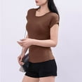 thumbnail image 4 of T-shirt à Manches Courtes pour Femmes, Col Rond, Tissu en Polyester, Doux et Confortable, Tenue Décontractée, Usage à la Maison Ou Quotidien, Noir G, 4 of 5