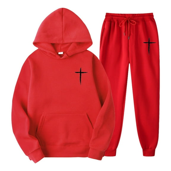 Zylarhe Men's 2024 Track And Field Suit 2 Piece Hooded Sports Casual Running Jogging Set Long Suit Jacket Men