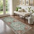thumbnail image 2 of Hallway Runner Rug Non Slip - Washable 2.6x8 Kitchen Rugs for Living Room, Low-Pile Soft Bedroom Rug Indoor Floor Stain Resistant Carpets for Entryway, Laundry, Bathroom Brown Green, 2 of 18