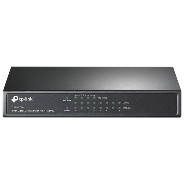 Switch Gigabit TP-LINK de 8 puertos 10/100/1000Mbps, PoE 4 puertos . TP-Link TL-SG1008P