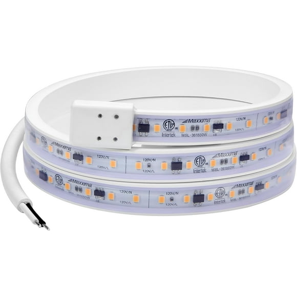 TRAHOO-36 in. Hardwired LED Under Cabinet Strip Light, 1380 Lumens, 3000K Warm White, Kitchen and Living Room 120V White Cove Lighting, No Power Supply Needed