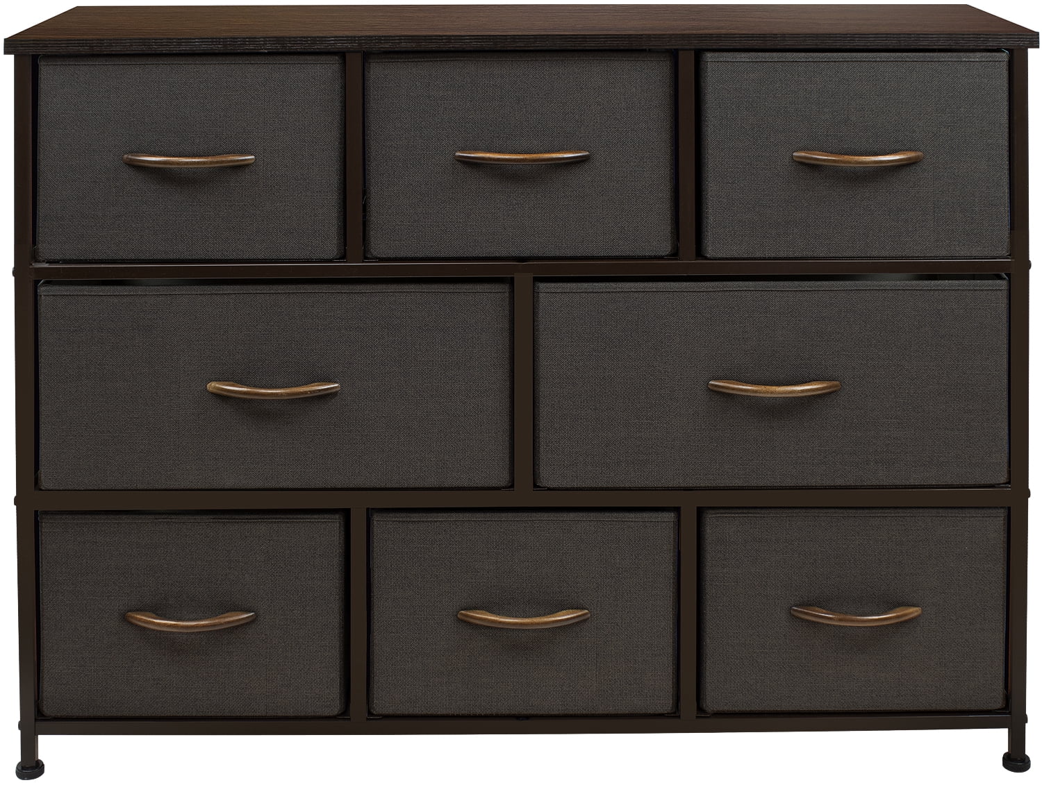 Sorbus Dresser with 8 Drawers - Furniture Storage Chest for Kids Clothing Organization, Bedroom, Hallway, Closet, Office - Steel Iron Frame, Rustic Farmhouse Wood Top, Fabric Bins (Brown)
