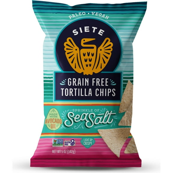 Pack Of 2 Siete Grain-Free Sea Salt Tortilla Chips, 5 oz (Package May Vary)