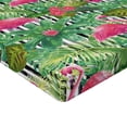 thumbnail image 4 of Ambesonne Tropical Fitted Sheet, Dreamy Flamingo Hibiscus, King Size, Hot Pink Jade Green, 4 of 5