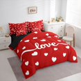 thumbnail image 3 of jejeloiu Happy Valentins'S Day 7-Piece Twin Bedding Sets,Cartoon Heart Print Bedding Comforter Set,Red White Sheet Sets For Girls,Super Cozy Room Decor Reversible, 3 of 8