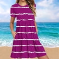 thumbnail image 2 of Hyknon Robes pour Femmes Mode Été Décontracté Manches Courtes Robe T-Shirt à Étages Mini Robes avec Poches Décontracté Doux Fluide Ample Robes, 2 of 5