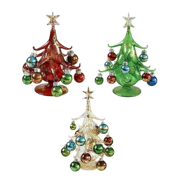 Figuras En Miniatura De Adorno De árbol De Navidad De Cristal De 3 Piezas Para Decoración Colco Árbol en miniatura