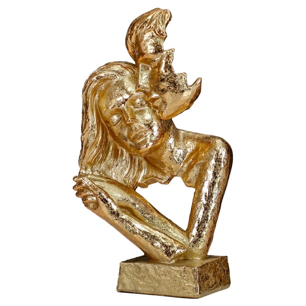 Figura abstracta de pareja con forma de corazón a corazón, 29,5 cm, de resina