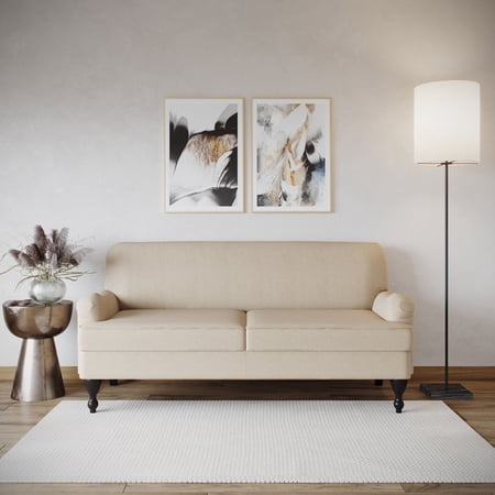 Elm & Oak Traditional Foley Sofa with Rolled Arms  Beige Fabric
