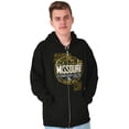 thumbnail image 5 of Missouri Distressed Block Letters MO Zip Up Hoodie Men's Women's Brisco Brands M, 5 of 6