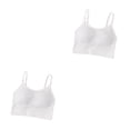 thumbnail image 3 of Minnieouse Señora Tank Crop Top Bra Lencería sexy Transpirable Cómoda Ropa interior sin costuras Bralette Color sólido Deportes finos Blanco 2Conjunto, 3 of 6