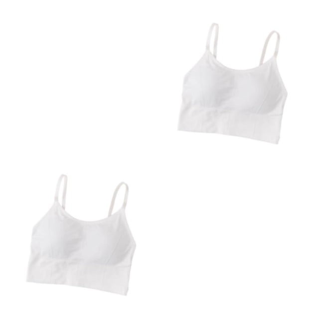 Sujetador sin mangas Qarigey para mujer lencería Sexy ropa interior cómoda sin costuras correa de Bralette almohadilla delgada Blanco 2Conjunto