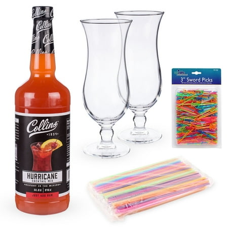 Meteorite Glass Accessory - Hurricane Cocktail Starter Kit - Includes Mix, 2 Glasses & Accessories