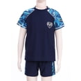 thumbnail image 2 of inhzoy Boys Short Sleeve Tops with Shorts Trunks Swimsuit Beach Bathing Suits Water Sport Rash Guard Navy Blue XL, 2 of 7