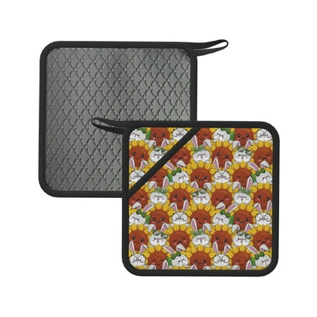 

Sikiie Cartoon Sunflowers Pot Holders Kitchen Insulation Mats Heat Resistant Pot-Holder Oven Anti-Scald Pads for Cooking Baking 7.1*7.1inch