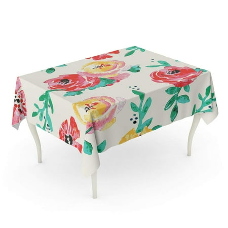 

SIDONKU Colorful Floral Flowers Watercolor Original Pattern Design Painterly Botanical Tablecloth Table Desk Cover Home Party Decor 60x104 inch