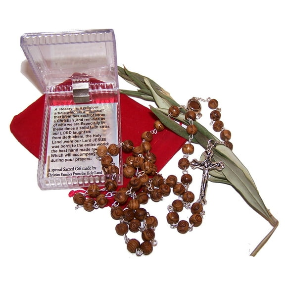 Rosary/Necklace with Velvet Bag (Round Carved beads with Soil Center - 8mm beads)