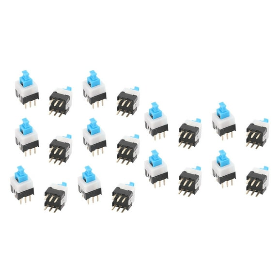20Pcs 6 Pin Square 7mmx7mm Self-Locking DPDT Push Button Switch