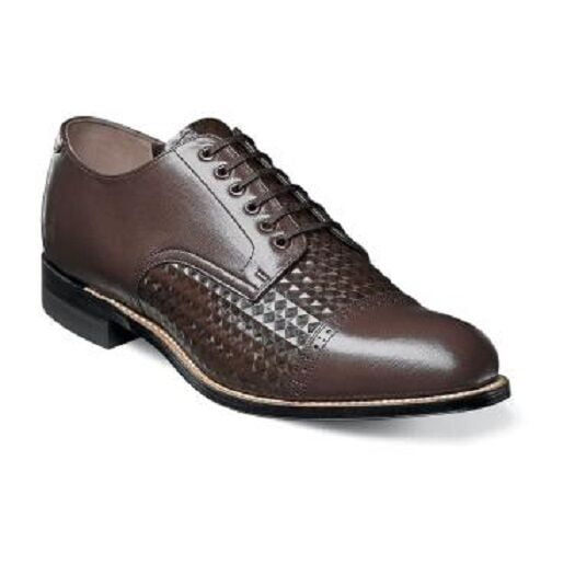 Stacy Adams - Stacy Adams Men's Shoes Madison Cap Toe Diamond Print Leather Brown 00082-200 