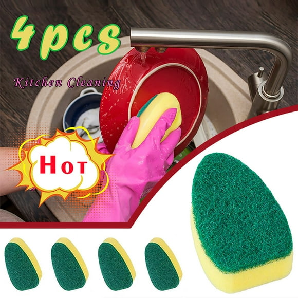 SHAGUOZHOU 4 Piece Dishwashing Stick Replacement Sponge Head Brush For Kitchen Cleaning Drill Bit Attachment Silicone Water Bottle Brush Cleaning Bowl