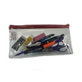 thumbnail image 2 of K-Cliffs Clear Pencil Pouch Transparent Student School Supply Bag PVC Cosmetic Bags See Through Vinyl Shaving Toiletry Makeup Holder Red Trim, 2 of 6