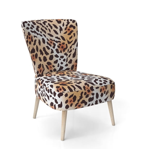 Designart "Leopard Fur Safari II" Upholstered Mid-Century Accent Chair - Arm Chair