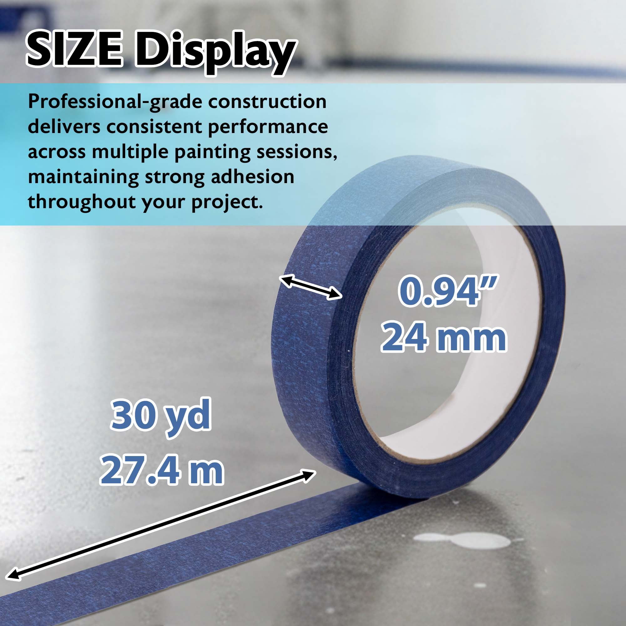 BAZIC Products Blue Painters Tape 0.94 Inches x 30 Yards, 36 Rolls, Blue Masking Tape Paint Tapes Easy Removal No Residue