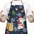 thumbnail image 2 of Dark Blue Christmas Santa Pattern Apron-Garden Aprons for Women with Pockets-Cotton Linen Waterproof Kitchen Cooking Gardening Aprons Adjustable for Kitchen,Cooking,BBQ and Salon 33"x27", 2 of 7
