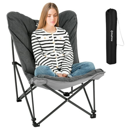KingCamp Portable Butterfly Chairs Oversized Folding Camping Chairs with Thick Padded Seats for Outdoor & Indoor, Support 300lbs, Grey
