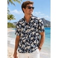 thumbnail image 6 of Sumtumn Beach Shirts for Men Short Sleeve Hawaiian Navy Blue Floral Shirt Button Down Aloha Shirts, 6 of 9