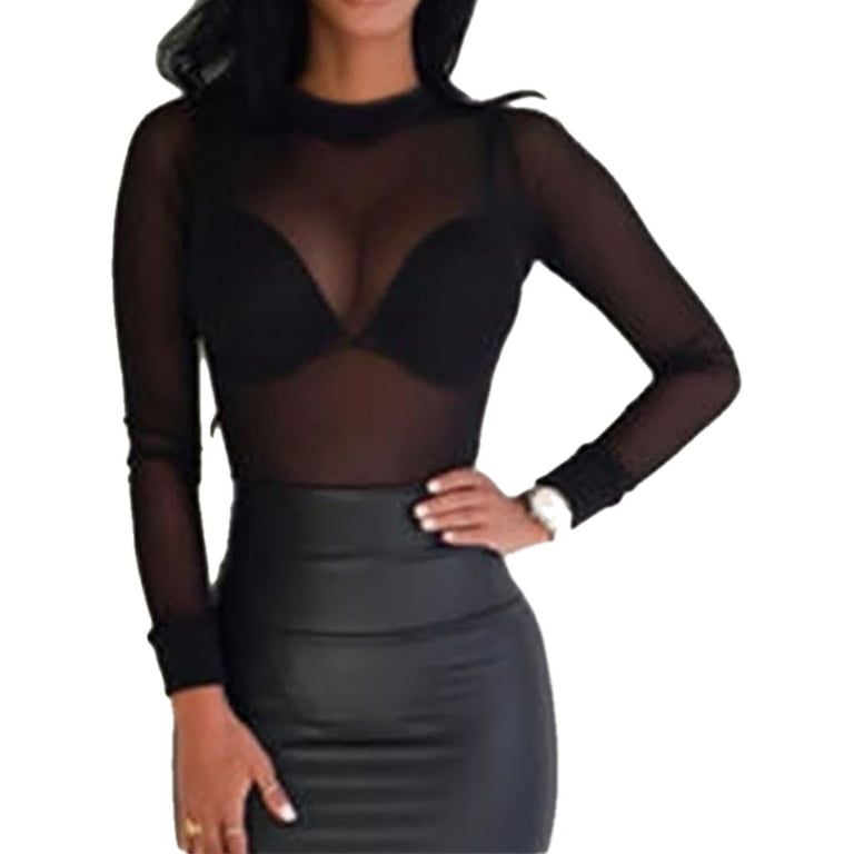 Black sheer best sale see through shirt