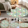 thumbnail image 5 of Round Area Rug 3.3 Ft, Easter Bunny Washable Non-Slip Circle Carpet for Living Room, Colorful Eggs Spring Leaves Daisy Yellow Green Check Low-Profile Small Kitchen Mats Collection Rugs for Indoor, 5 of 8