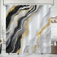 thumbnail image 2 of Black Marble Shower Curtain, Black Grey Gold Abstract Modern Shower Curtain Waterproof Polyester for Bathroom with Hooks 36"W x 72"L (Pack of 1), 2 of 5