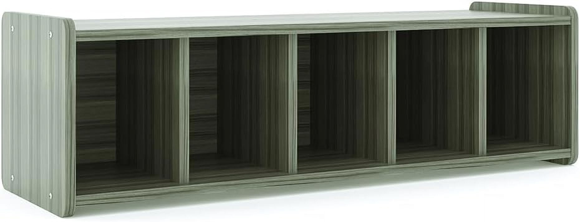 Tot Mate Children's Wooden Book Bench 5 Cubby Toys Storage, Classroom Furniture, Bedrooms, Gray, RTA