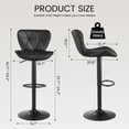 thumbnail image 4 of SAETSFEG Bar Stools Set of 2, Adjustable Swivel Bar Stool with Backrest, Modern Counter Height Island Chairs for Kitchen Island, Dining Room, Black, 4 of 7
