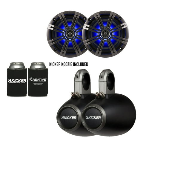 Kicker Marine Bundle with (2)OEM Replacement Speakers   12KMTES Enclosures (Pair)