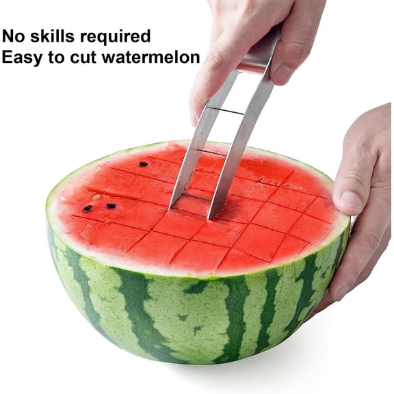 Watermelon Slicer, Stainless Steel Watermelon Fruit Cube Cutter Tools, Melon Baller for Kitchen Gadget