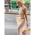 thumbnail image 4 of Conjunto de falda larga con pliegues para mujer, Top corto sin mangas con espalda descubierta y cuello Halter, conjunto de 2 piezas con cordón, novedad de 2024, 4 of 5