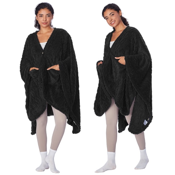 Catalonia Women's Winter Scarf Shawl, Poncho Poncho, Lightweight Blanket Shawl and Scarf, Soft Oversized Shawl, Black