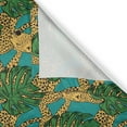 thumbnail image 4 of Ambesonne Jaguar Valance Pack of 2, Animals and Monstera Leaves, 54"X12", Yellow Teal Green, 4 of 5