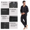 thumbnail image 6 of LANBAOSI Mens Satin Pajamas Set Long Sleeve Button Down 2-Piece Sleepwear, Black L, 6 of 8