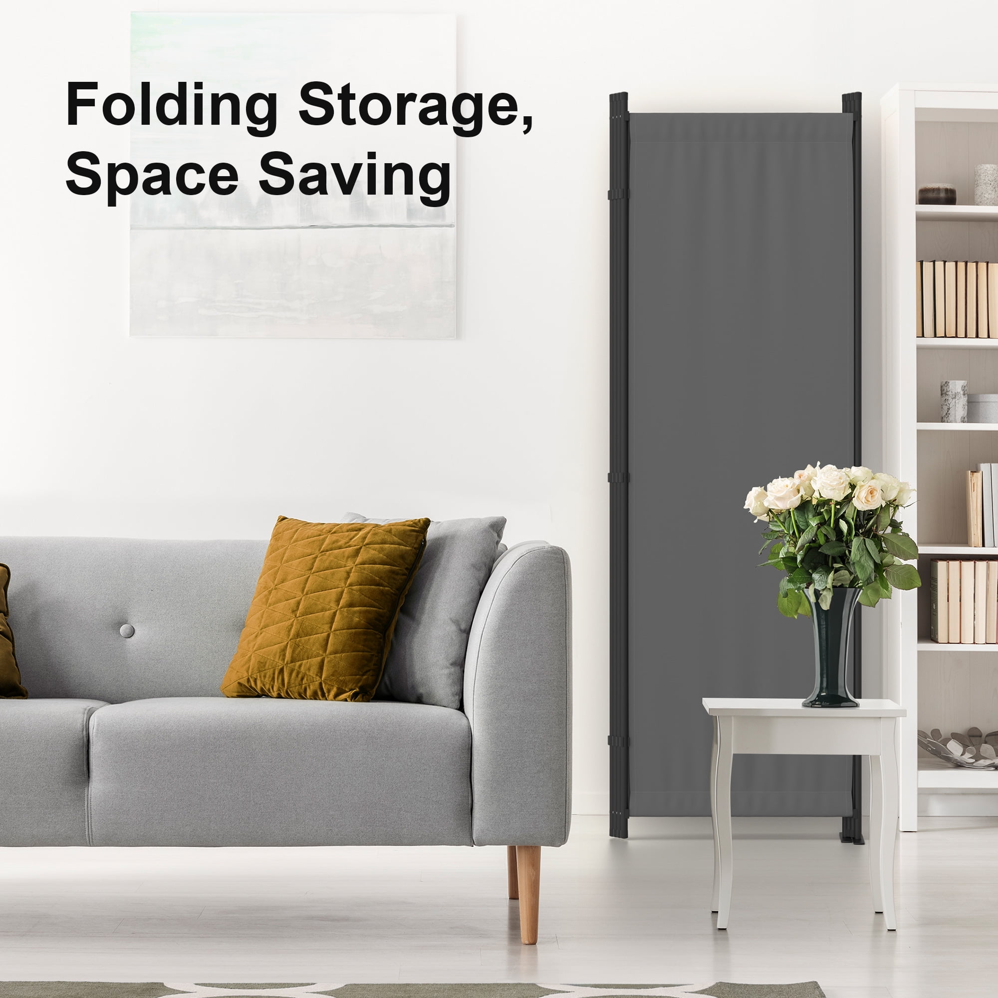 GOJOOASIS Room Divider, 4-Panel Folding Privacy Screen, 88in Portable Separating with Metal Feet, Partition Room Dividers