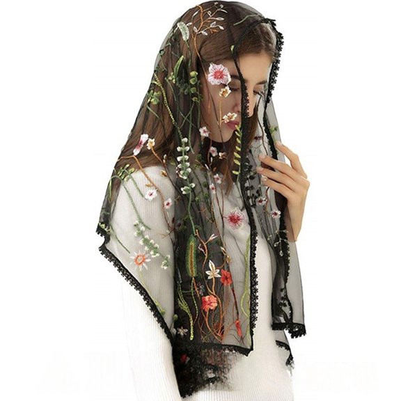 RUISINERY Lace Embroidery Flower Veil Bridal Wedding Shawl Elegant Ceremony Shawl Outfit Enhancement